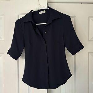 Aritzia Babaton Navy Collared Shirt